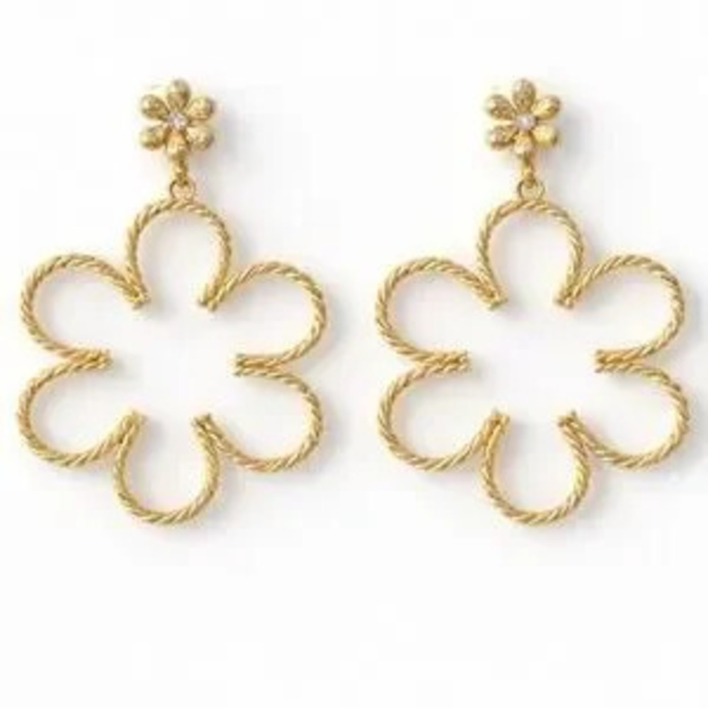 Gold Large Floral Earrings (7223)